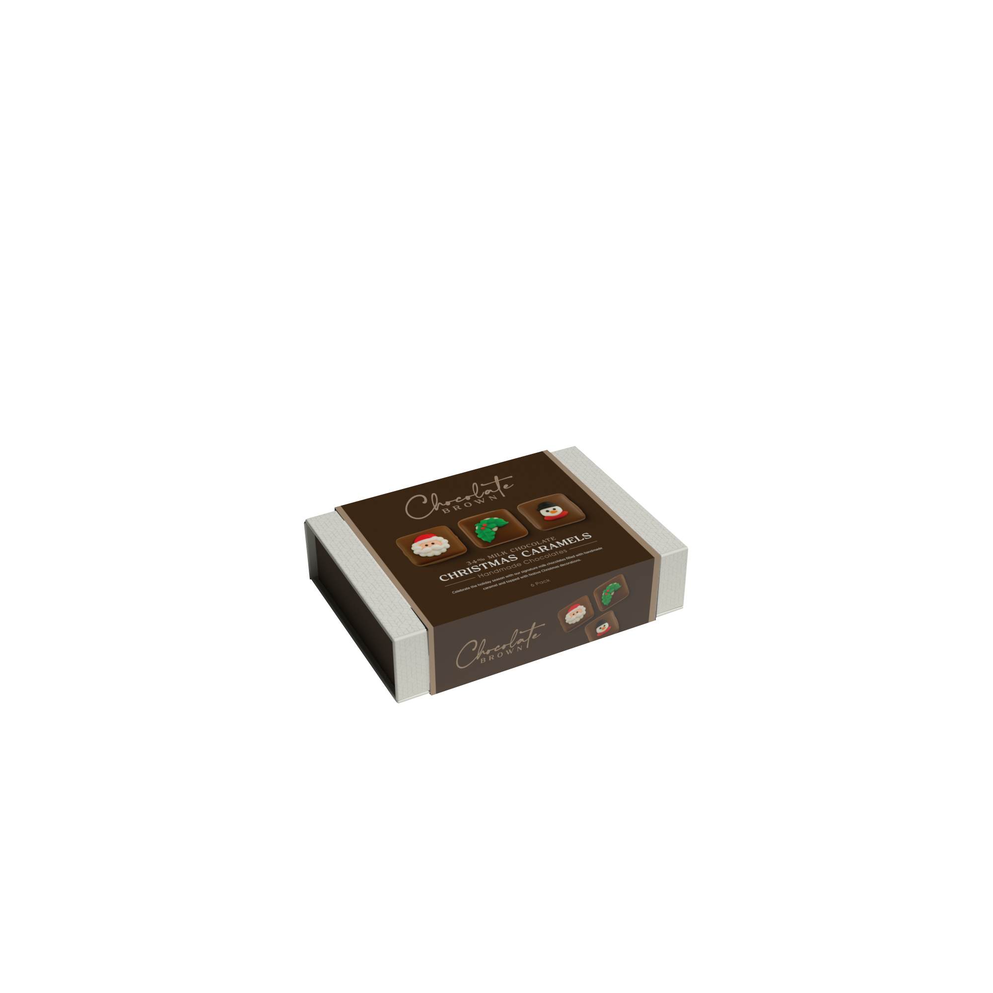 CBB42 boxed chocolates - xmas - 6 pack chocolate brown